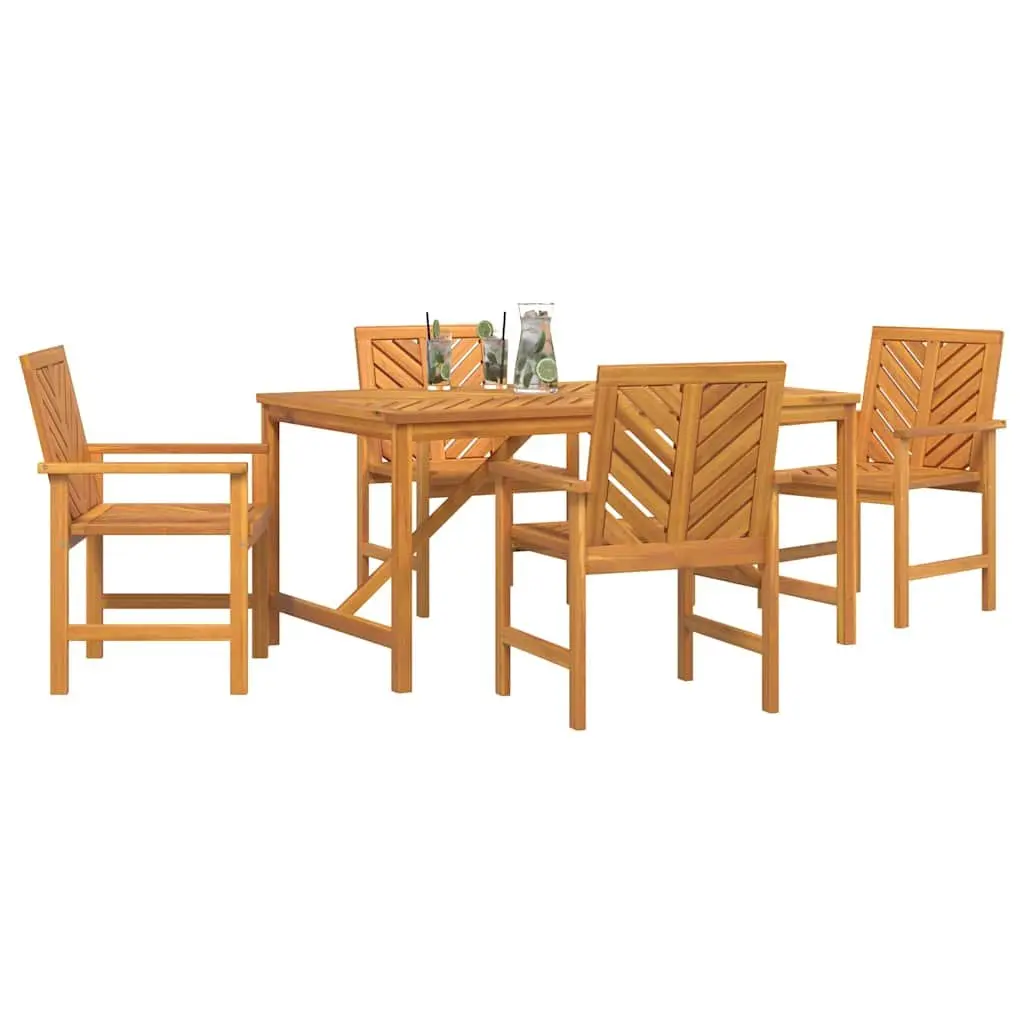 Garden Dining Set Outdoor Furniture 5 Piece Brown Solid Wood Table Chairs