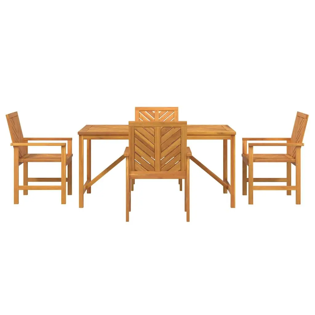 Garden Dining Set Outdoor Furniture 5 Piece Brown Solid Wood Table Chairs