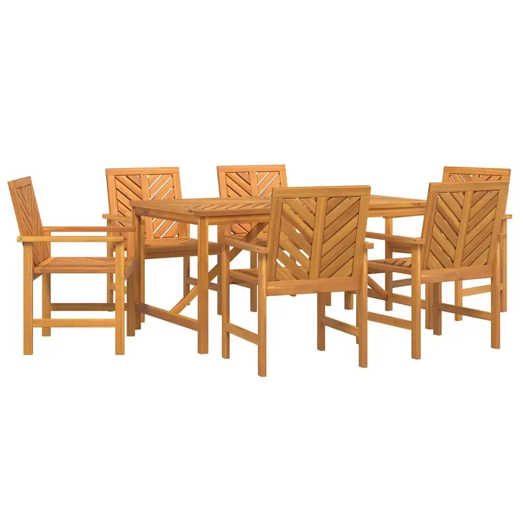 Garden Dining Set 7 Piece Outdoor Furniture Brown Solid Wood Table Chairs