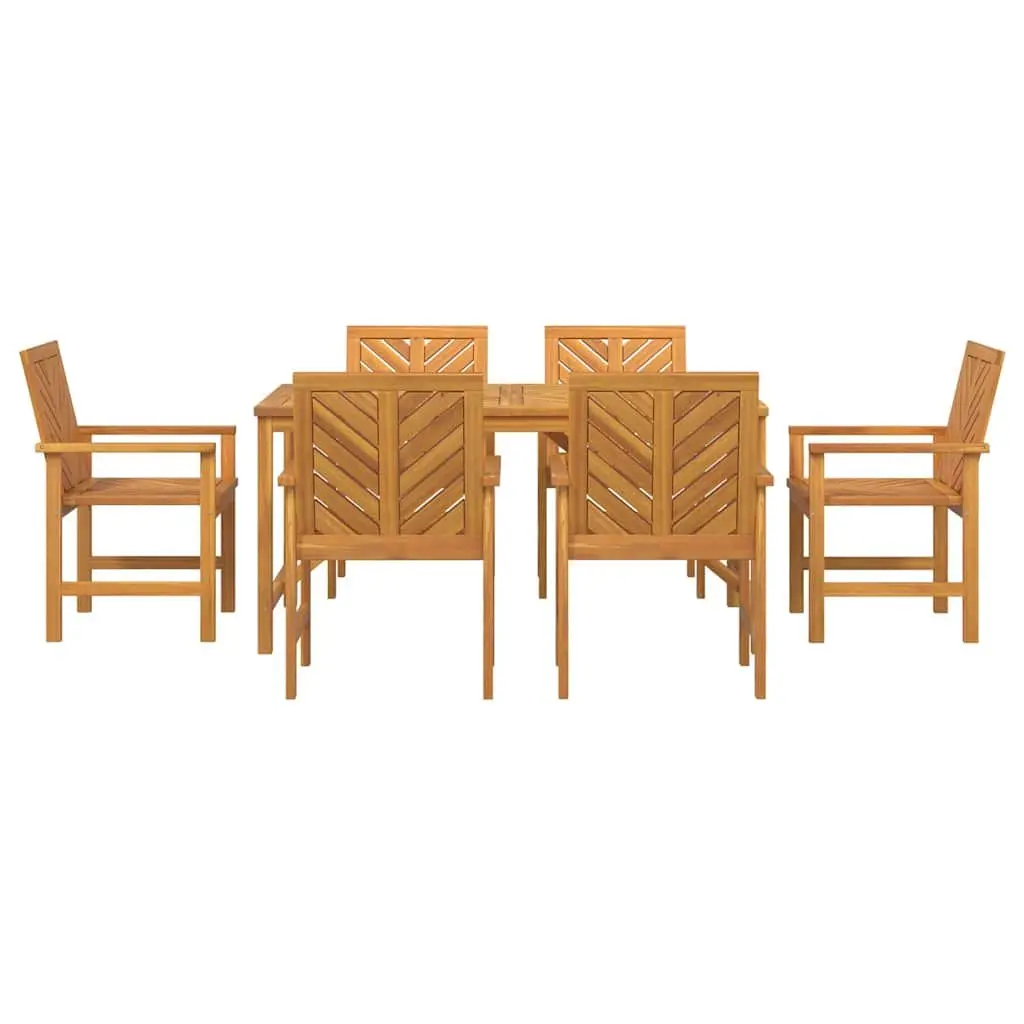 Garden Dining Set 7 Piece Outdoor Furniture Brown Solid Wood Table Chairs