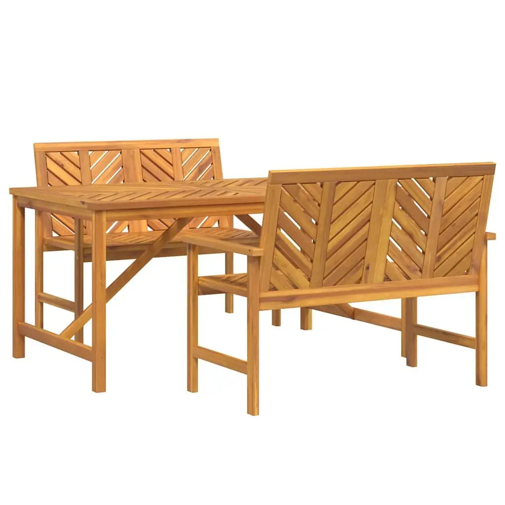 Garden Dining Set Outdoor Table Chairs 3 Piece Brown Solid Acacia Wood