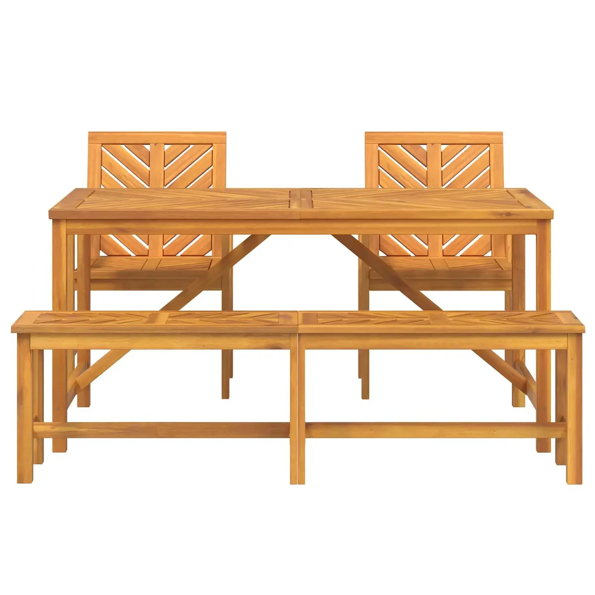 Garden Dining Set Outdoor Table Chairs 4 Pieces Brown Acacia Wood