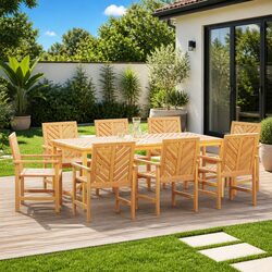 Reliable 9-Piece Garden Dining Set in Acacia Wood