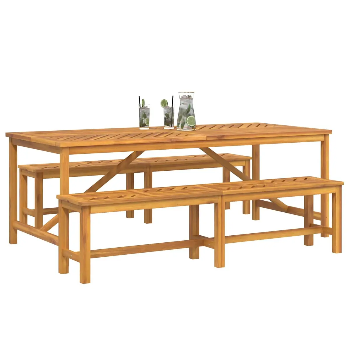 Garden Dining Set Outdoor Furniture 3 Piece Solid Wood Table and Chairs Brown
