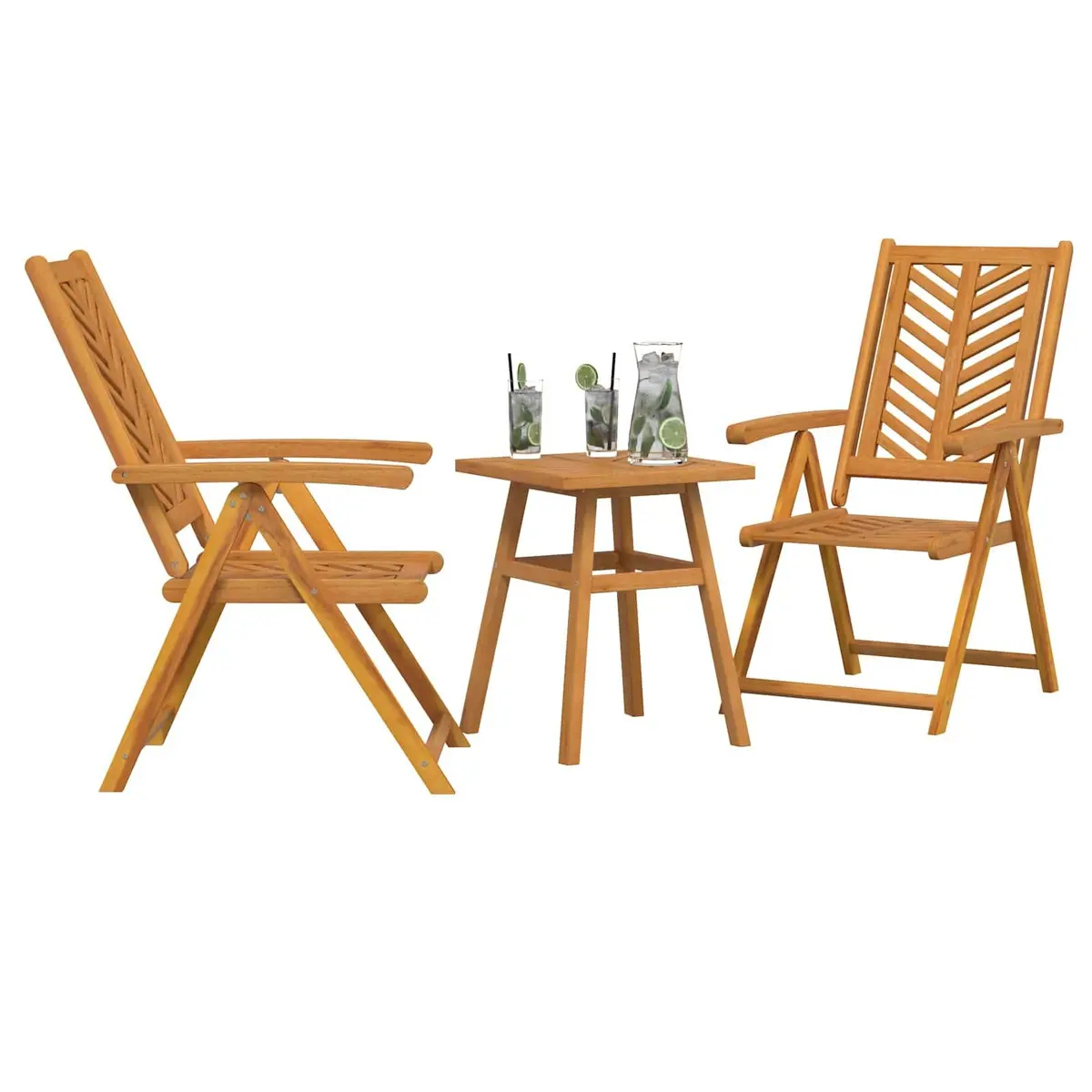 Garden Dining Set 3 Pieces Brown Solid Acacia Wood Outdoor Patio Table Chairs