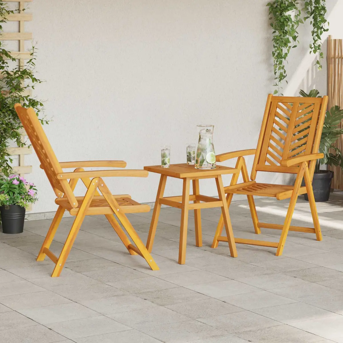 Garden Dining Set 3 Pieces Brown Solid Acacia Wood Outdoor Patio Table Chairs