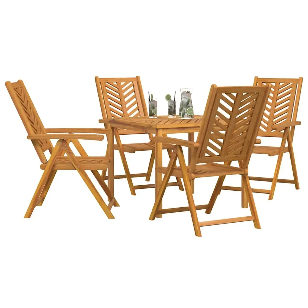 5-Piece Acacia Wood Dining Set for Outdoor Use