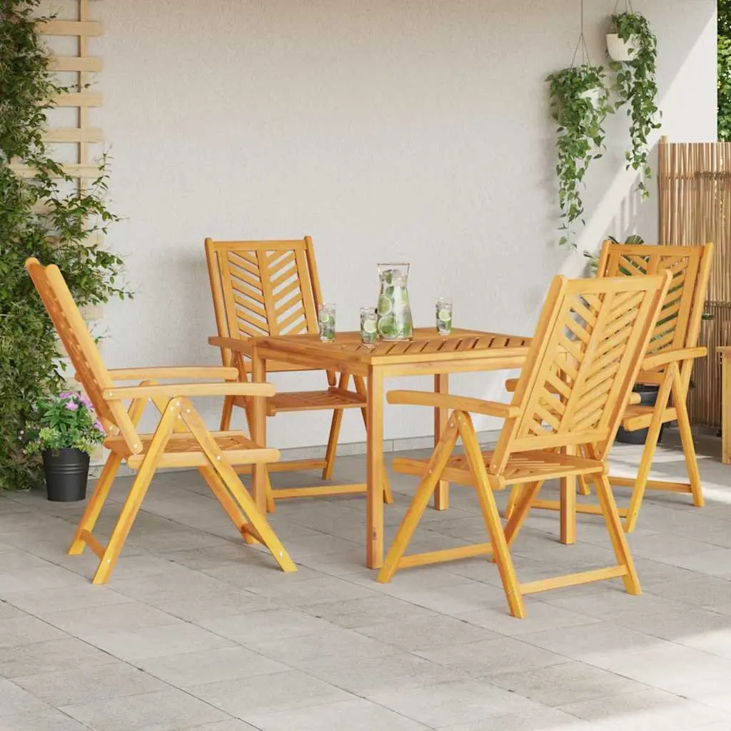 5-Piece Acacia Wood Dining Set for Outdoor Use