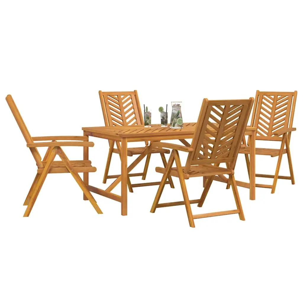 5-Piece Dining Set with Solid Acacia Wood