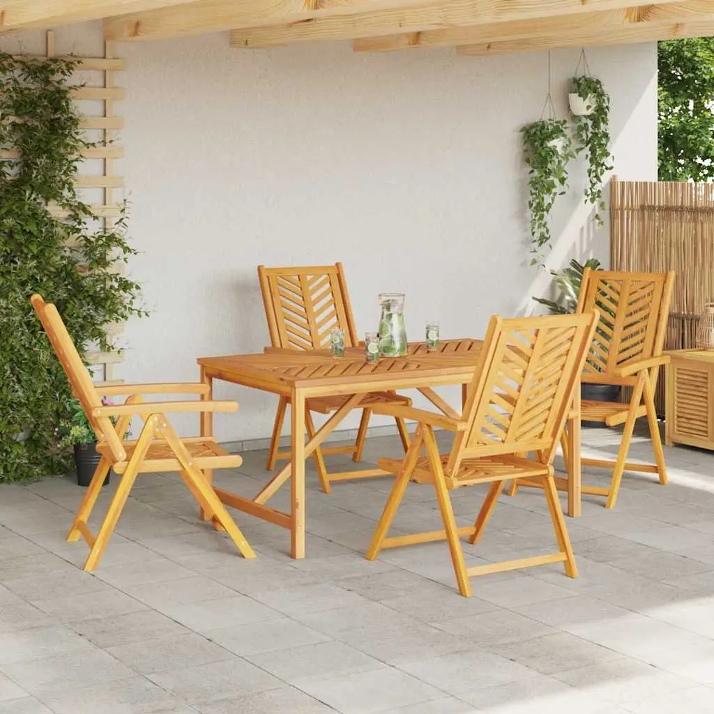5-Piece Dining Set with Solid Acacia Wood