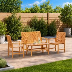 Comfortable 4-Piece Acacia Wood Lounge Set for Outdoors