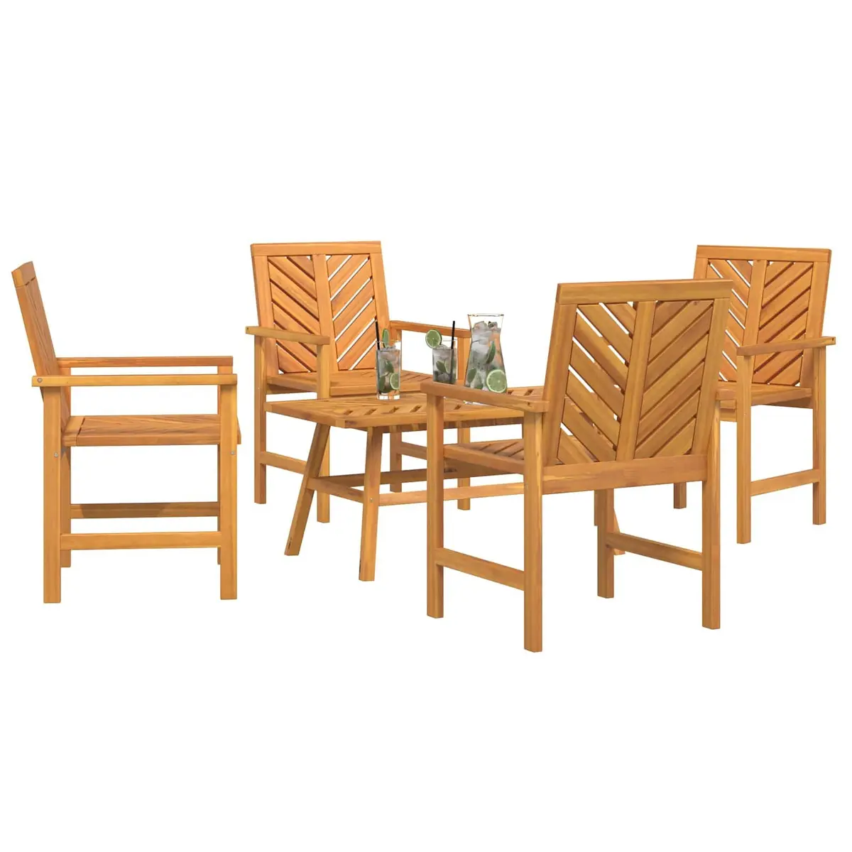 Garden Lounge Set 5 Pieces Outdoor Furniture Brown Acacia Wood Patio Seating