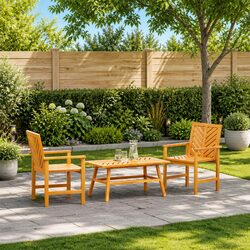 Value-Driven 3-Piece Garden Lounge Set in Brown Wood