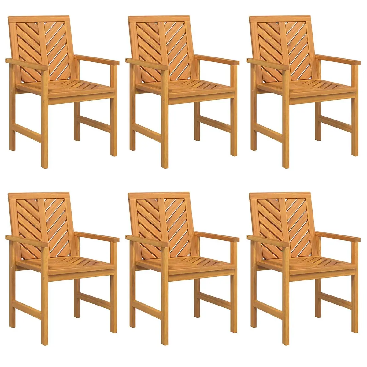Outdoor Dining Chair Set 6 Piece Acacia Wood Garden Brown