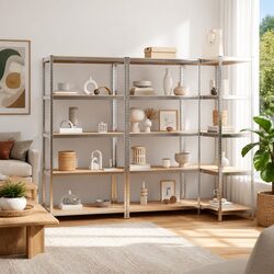 5-Layer Industrial Storage Shelves 3 pcs Silver Steel Engineered Wood Boltless