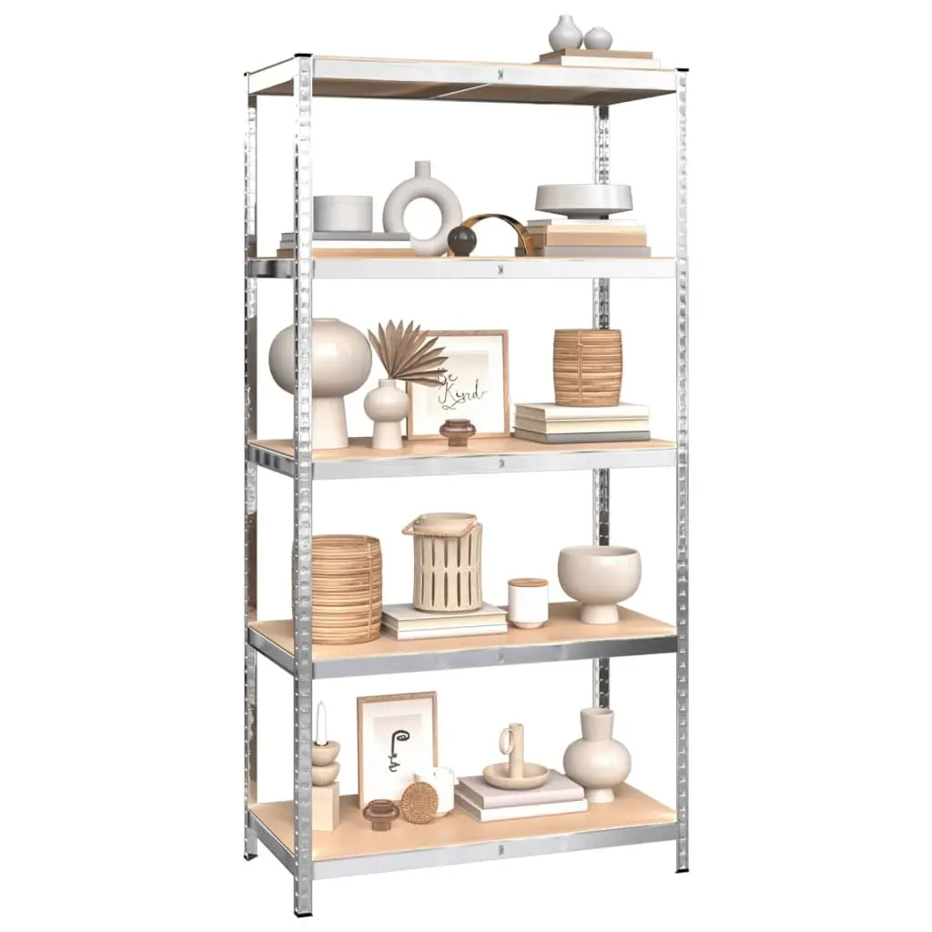 5 Layer Industrial Storage Shelves 4 pcs Silver Steel Engineered Wood