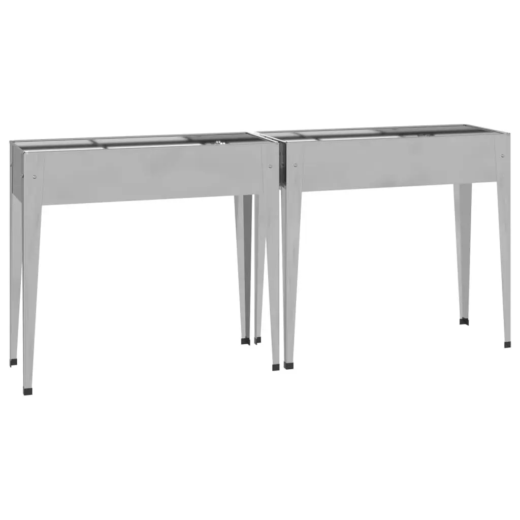 Raised Bed Planters Outdoor Gardening 2 Piece High Feet Silver