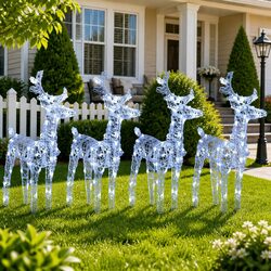 4pcs Cold White Christmas Reindeer Lights for Your Home
