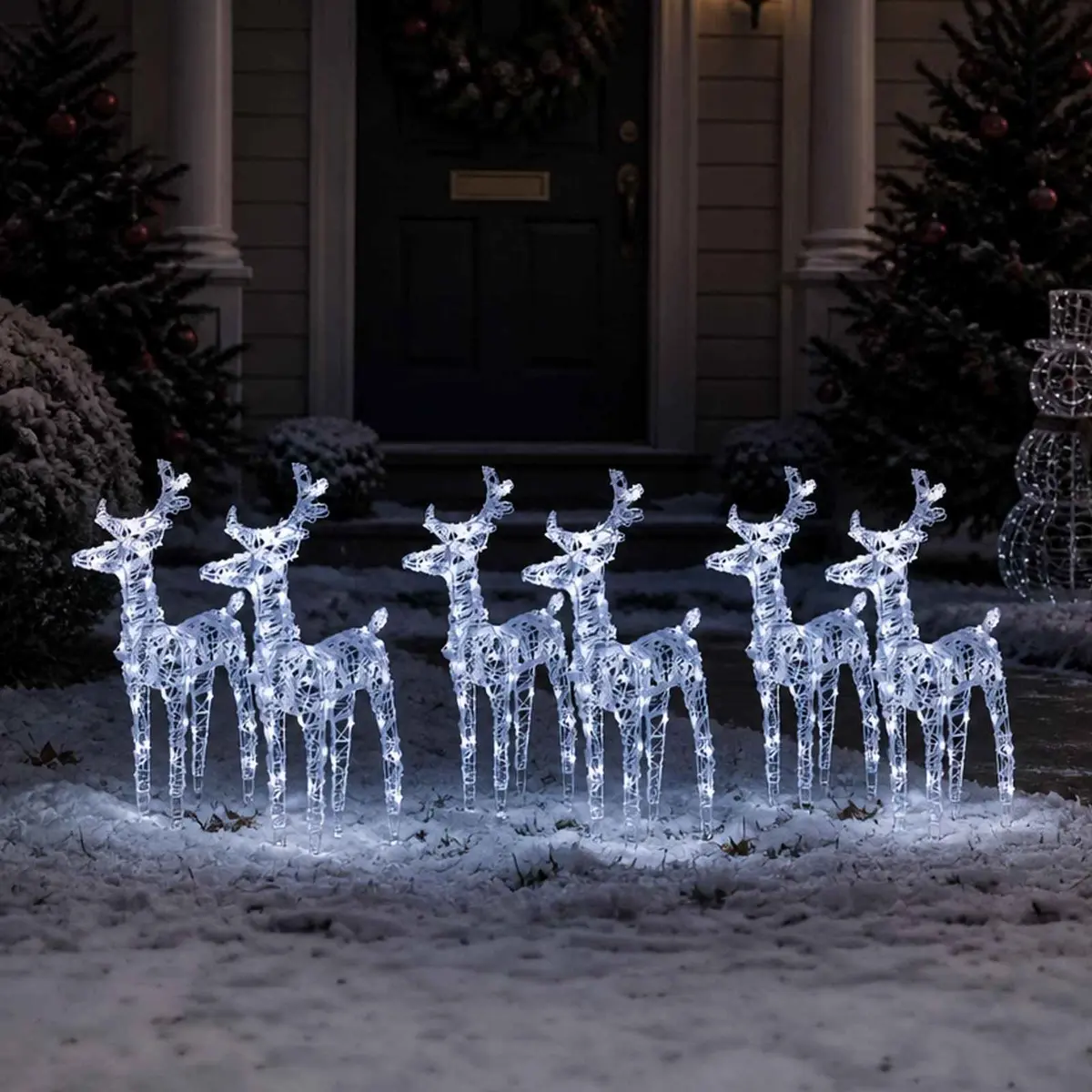 Reindeer Lights 6 Pack Cold White LED Acrylic Outdoor Decoration
