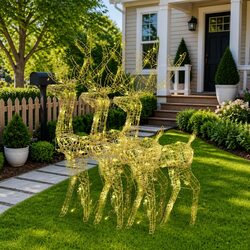 Festive Acrylic Reindeer Decorations Set, 128cm, 3pcs