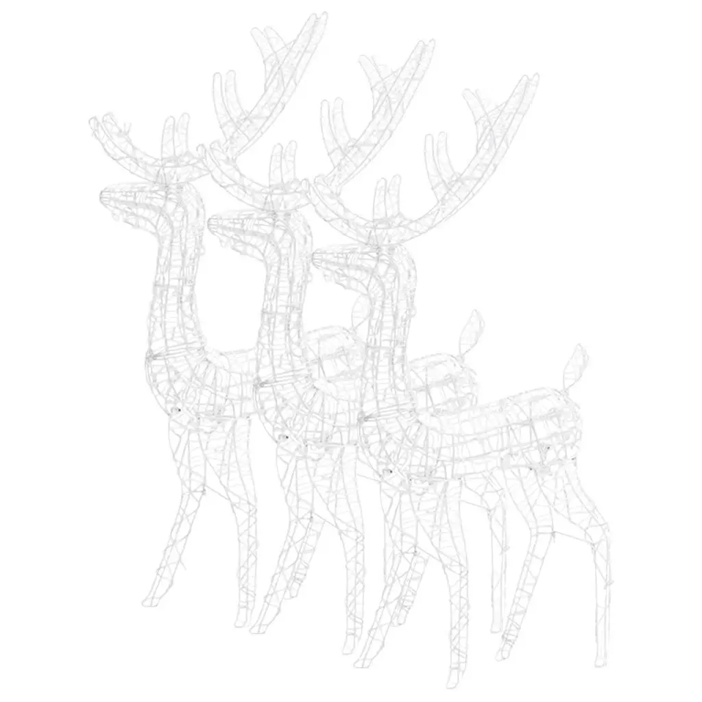 Acrylic Reindeer Christmas Decorations 3pcs 128cm Warm White LED Indoor Outdoor