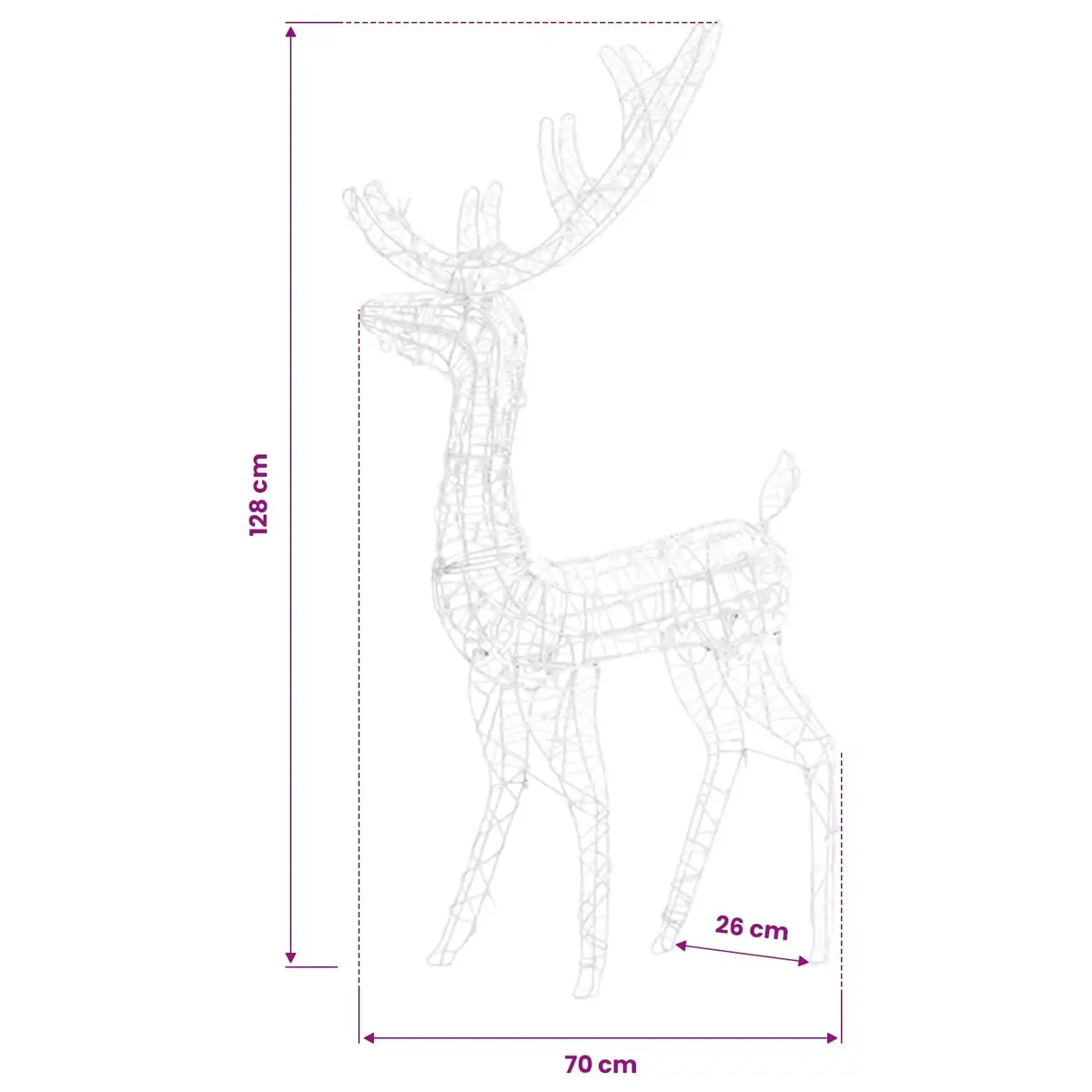 Acrylic Reindeer Christmas Decorations 128cm Blue LED Lights 3 Piece Garden Display