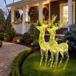 Christmas Reindeer Light 250 LED Acrylic Outdoor Garden Decoration Warm White