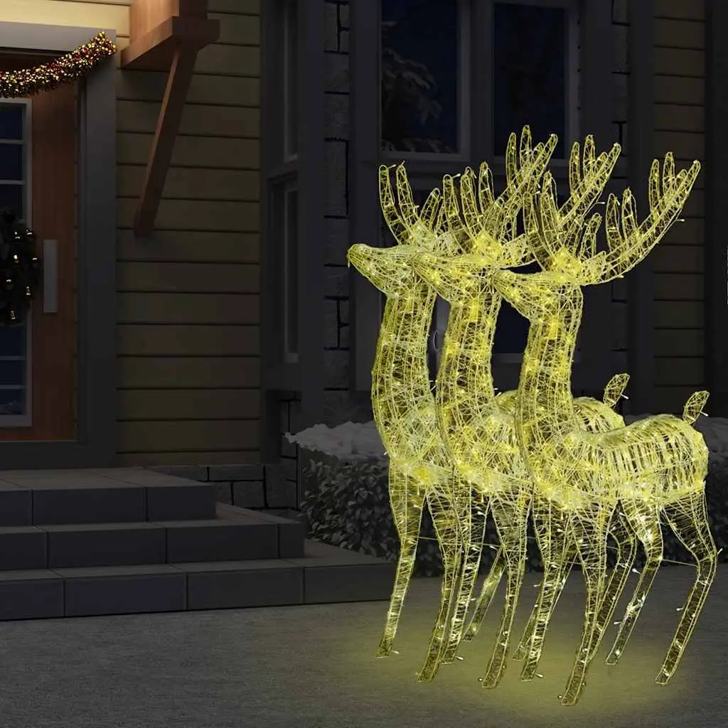 Acrylic Reindeer Lights 180cm Warm White Outdoor Garden Decoration 3 Piece