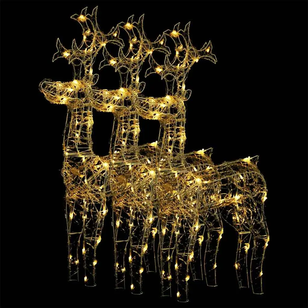 Reindeer Christmas Decorations LED Acrylic 3 Piece Garden Outdoor Holiday Display Warm White