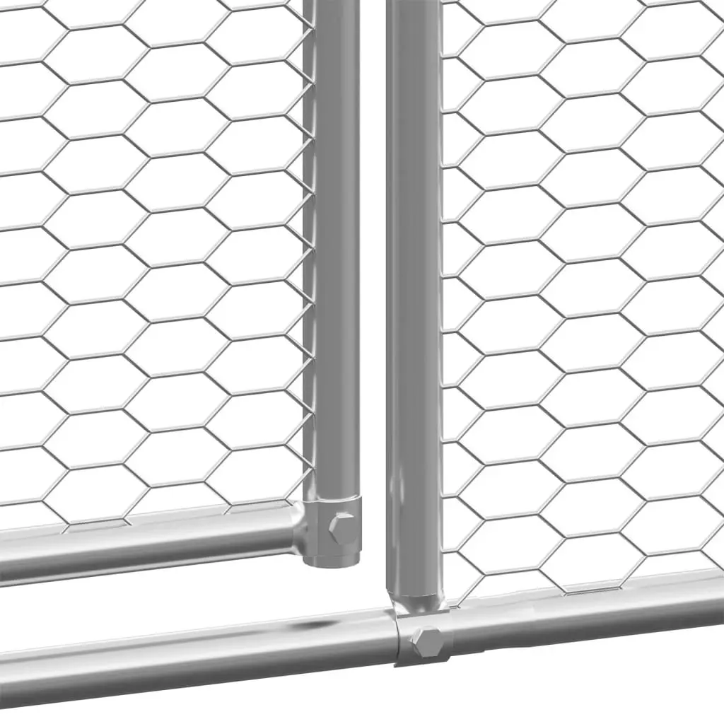 Galvanised Steel Chicken Run 2x6x2m Outdoor Hen Coop Silver Durable Pet Cage