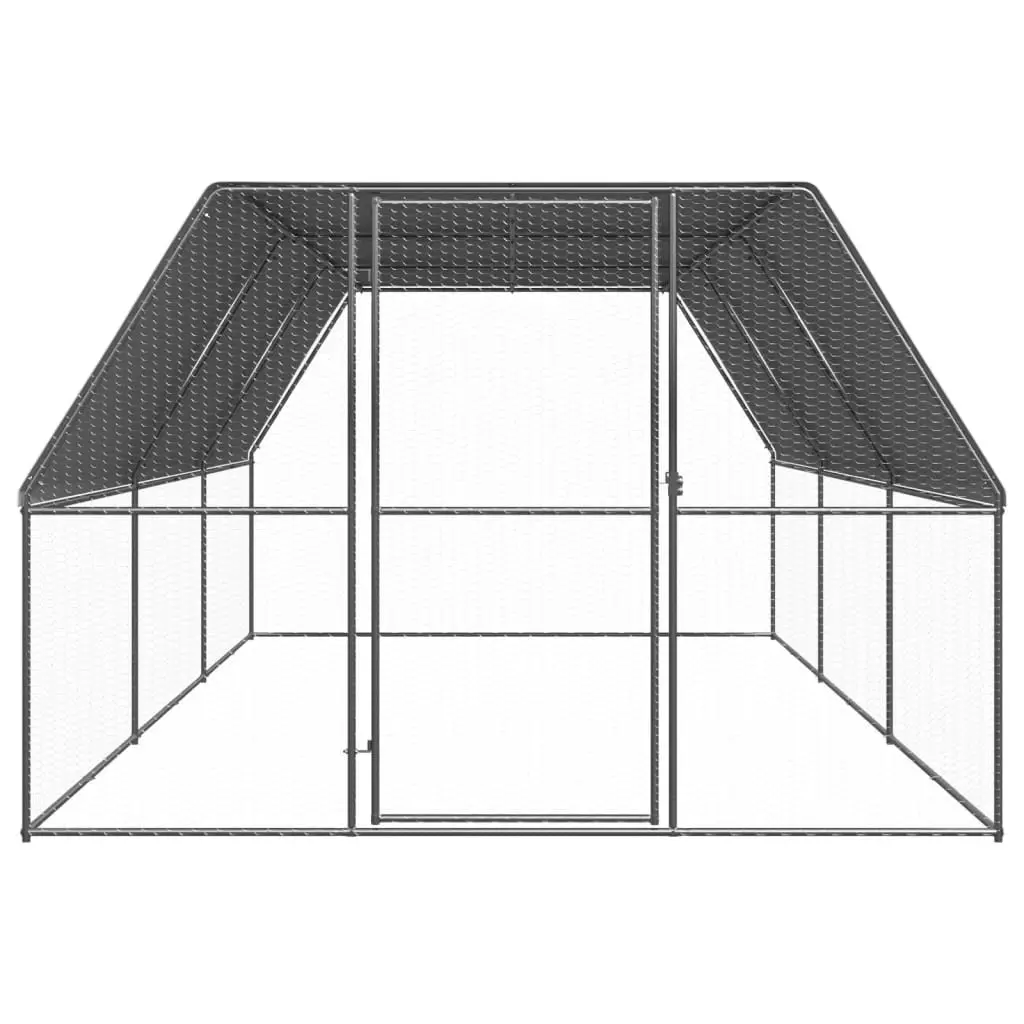 Outdoor Chicken Cage Galvanised Steel Run Coop 3x6x2m Silver