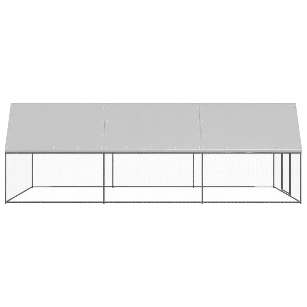 Outdoor Chicken Cage Galvanised Steel Run Coop 3x6x2m Silver