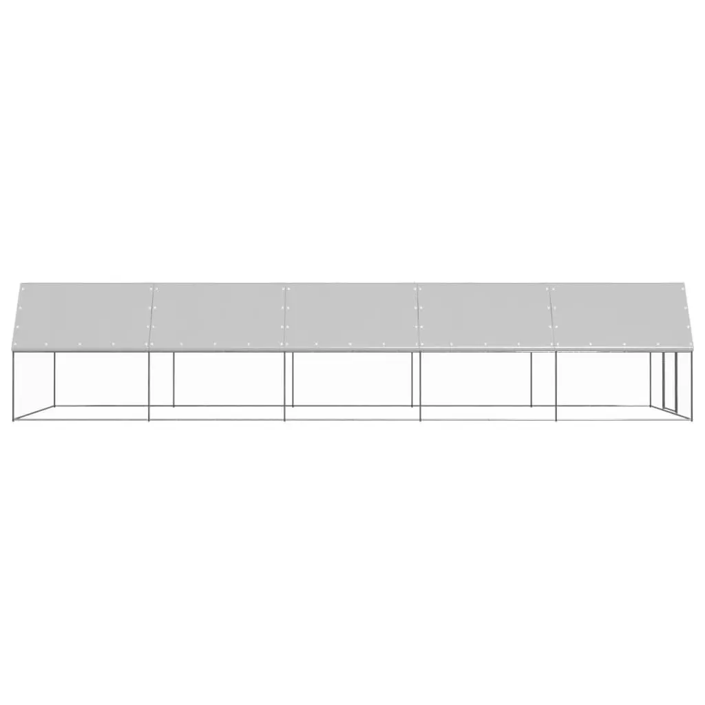 Outdoor Chicken Cage Galvanised Steel Run 3x10x2m Silver