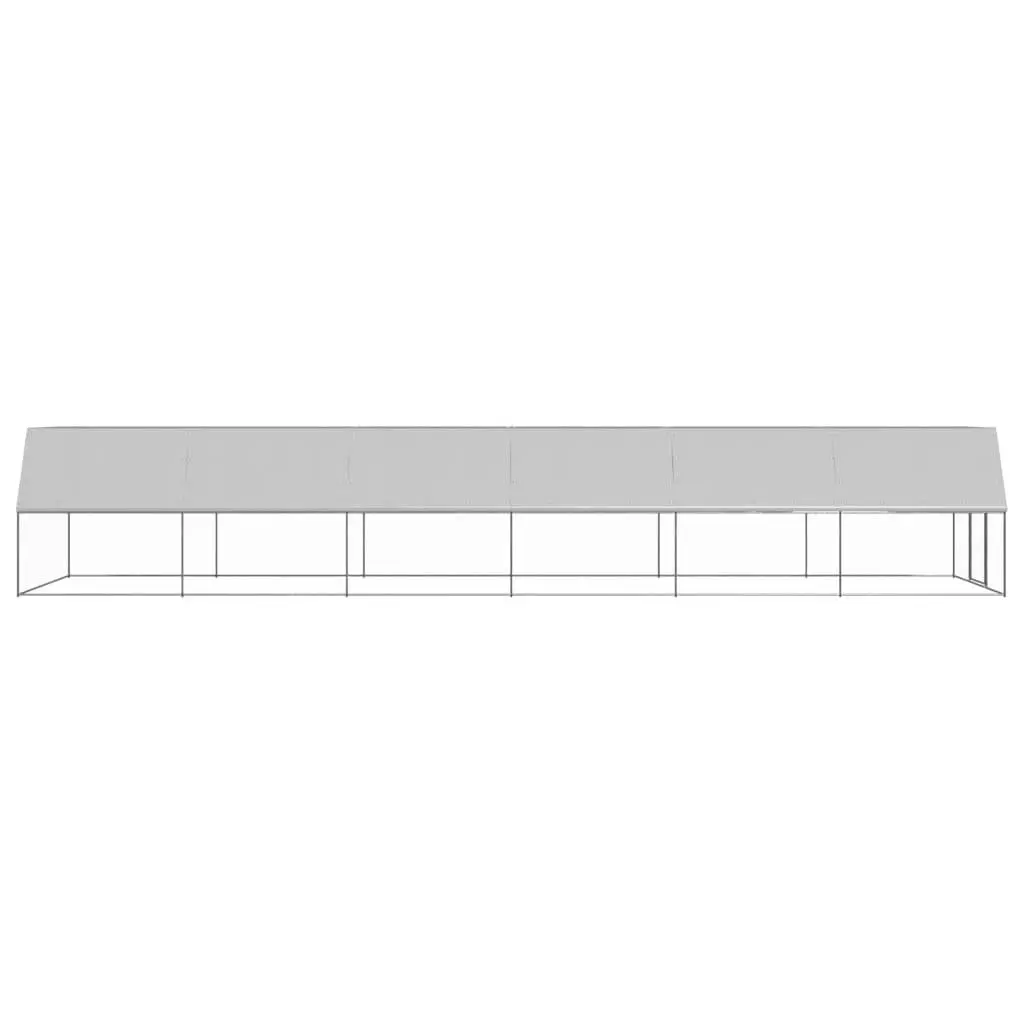 Outdoor Chicken Cage Galvanised Steel Hen House Run Coop 3x12x2 m Silver