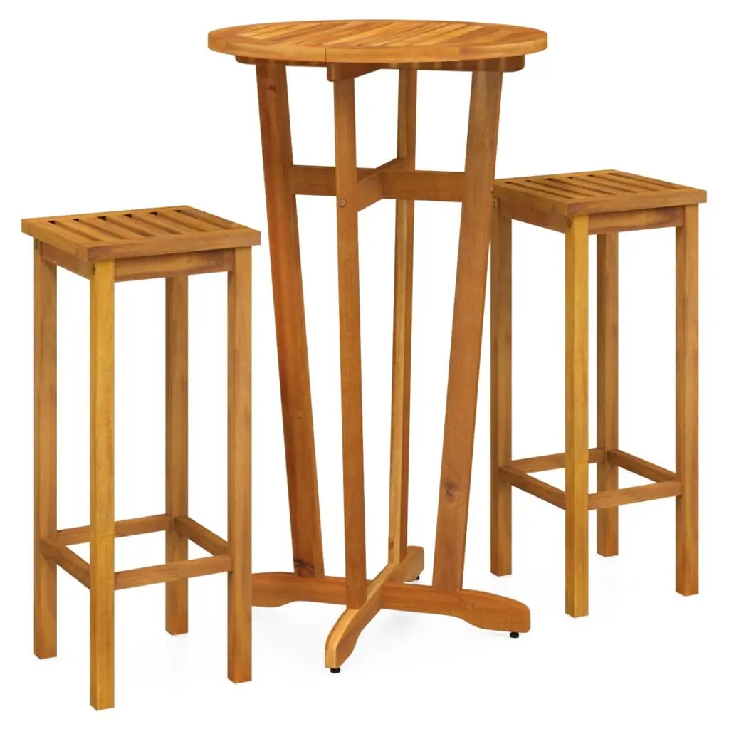 Garden Bar Set 3 Piece Outdoor Furniture Solid Wood Brown