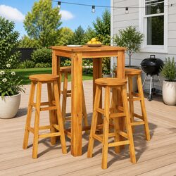 5-Piece Solid Acacia Wood Garden Bar Set
