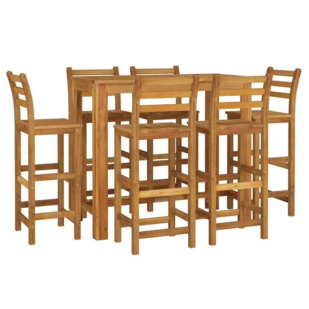 Outdoor Furniture Set 7 Piece Solid Acacia Wood Garden Bar Brown for Dining and Relaxing