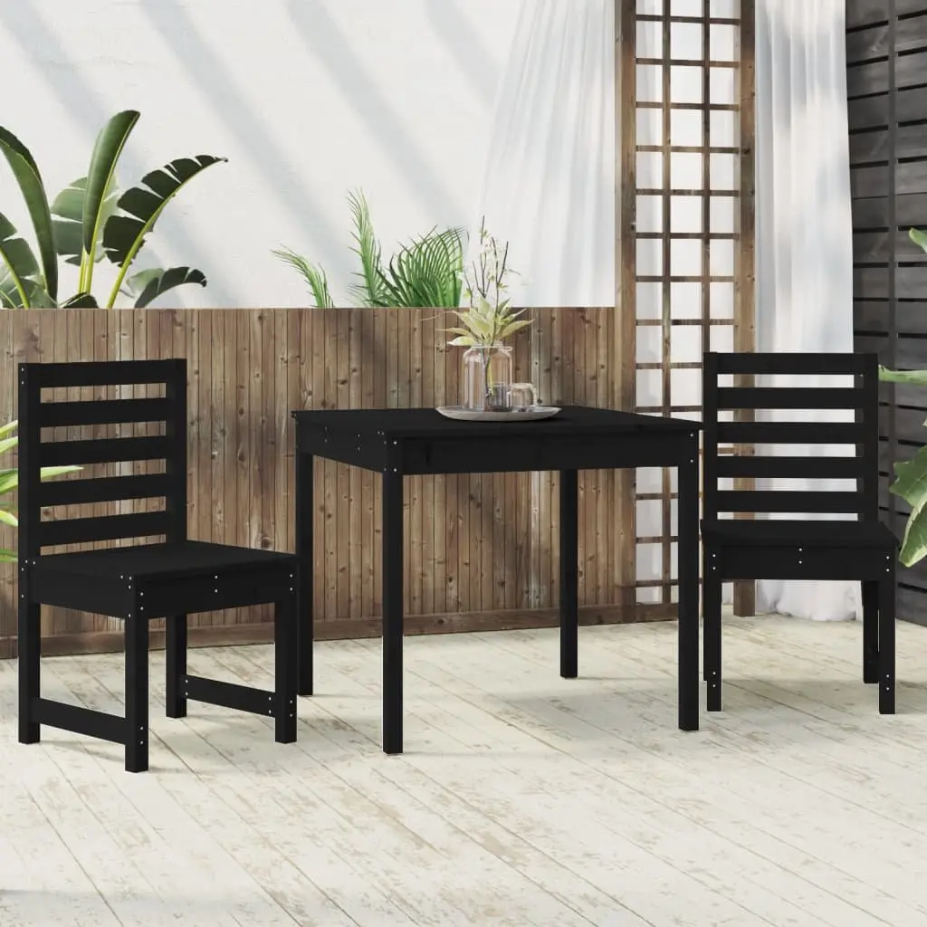 Black Bistro Set Made from Solid Pine Wood