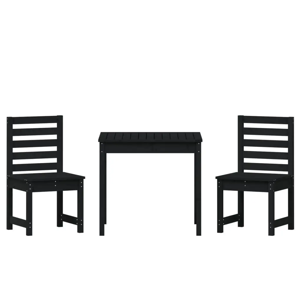 Black Bistro Set Made from Solid Pine Wood