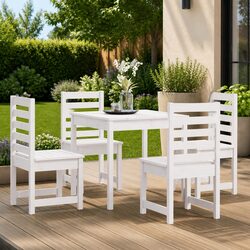 Dependable 5-Piece Solid Pine Wood Dining Set