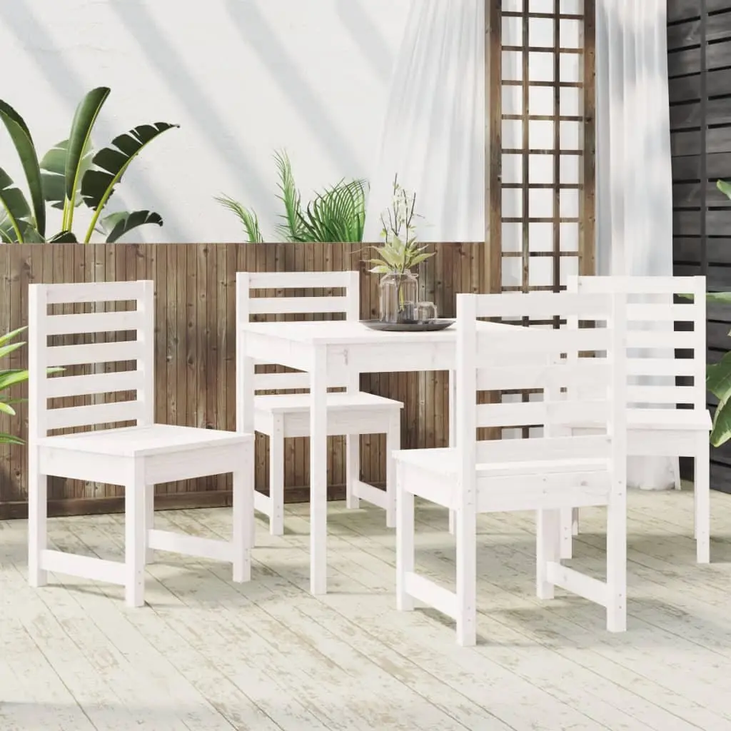 Garden Dining Set 5 Piece White Solid Pine Wood Outdoor Patio Furniture