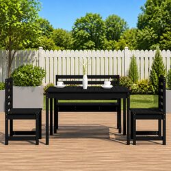 Garden Dining Set 4 Piece Outdoor Furniture Black Wood Table Chairs Patio