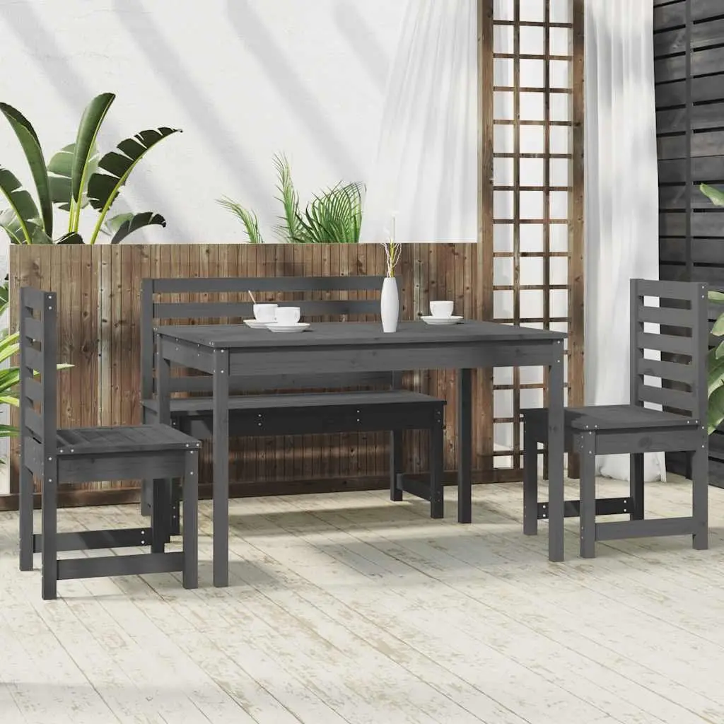 Garden Dining Set Outdoor Furniture 4 Piece Grey Wood Patio Table Chairs