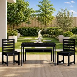 Value-Driven Black Solid Wood Garden Dining Set