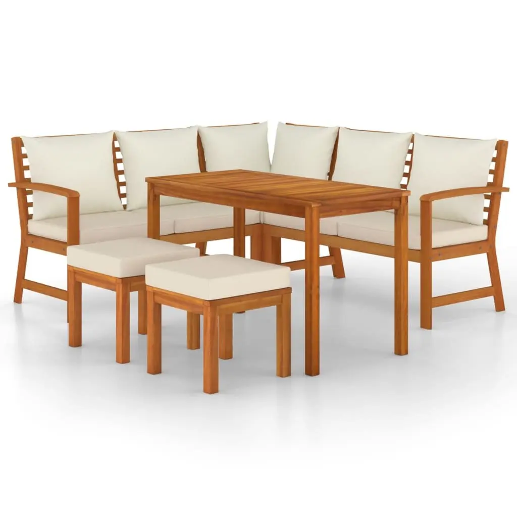 6-Piece Solid Wood Dining Set for Outdoor Use