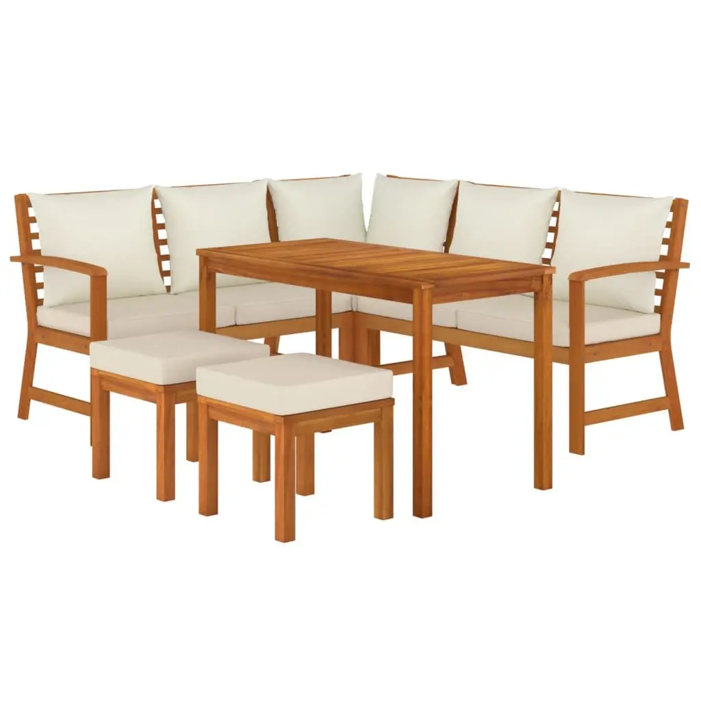 6-Piece Solid Wood Dining Set for Outdoor Use