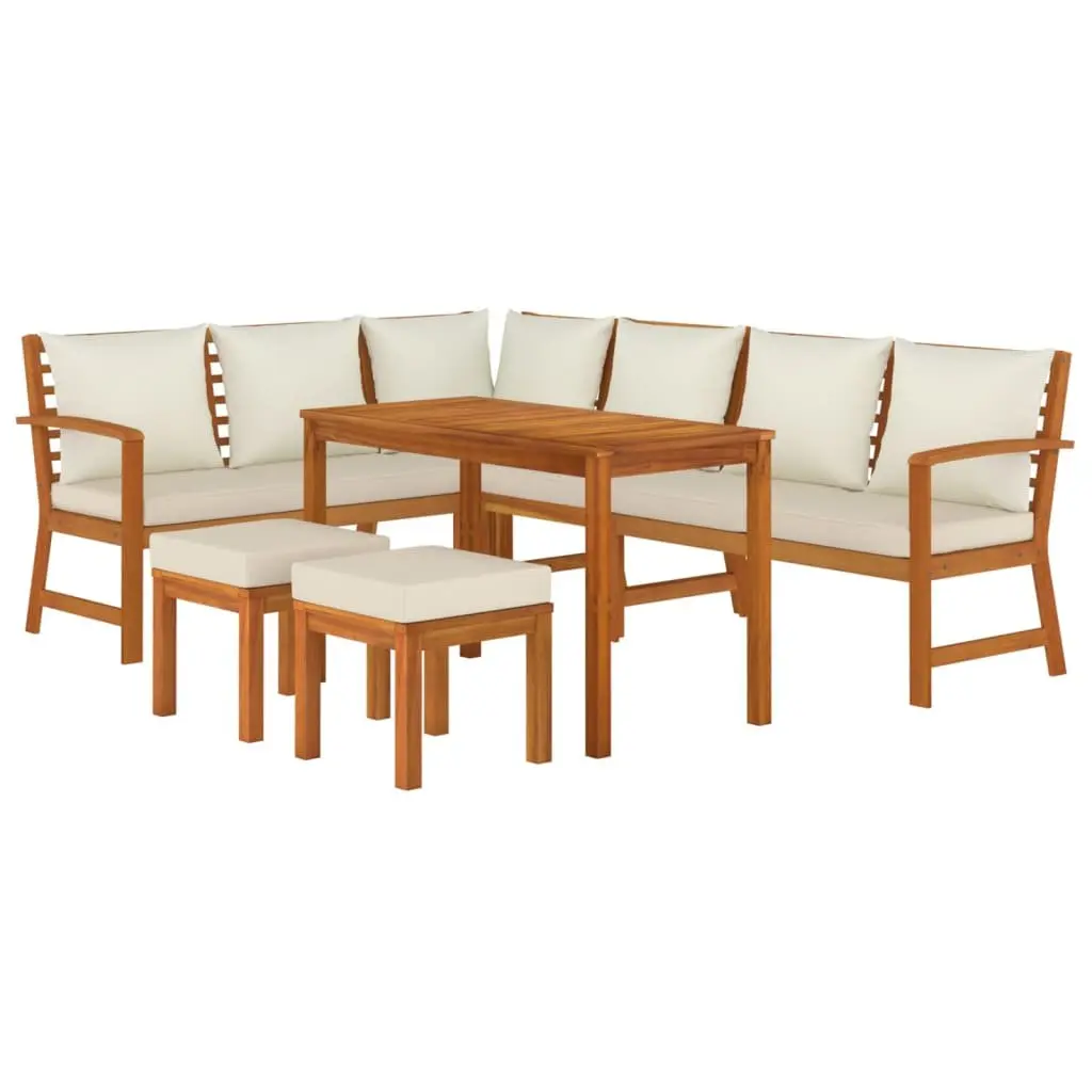 Garden Dining Set 7 Piece Outdoor Patio Furniture Solid Acacia Wood Brown