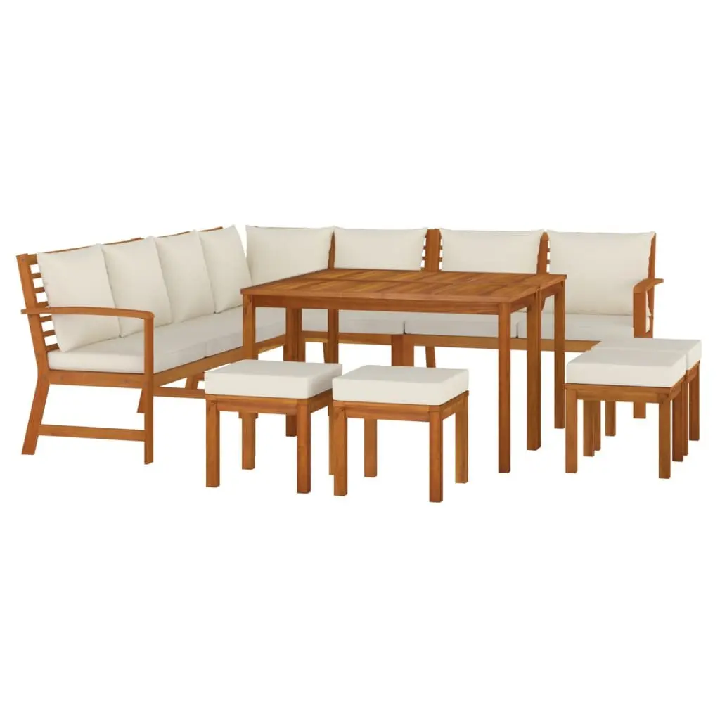 Outdoor Dining Set 11 Piece Garden Furniture Solid Wood Acacia Brown