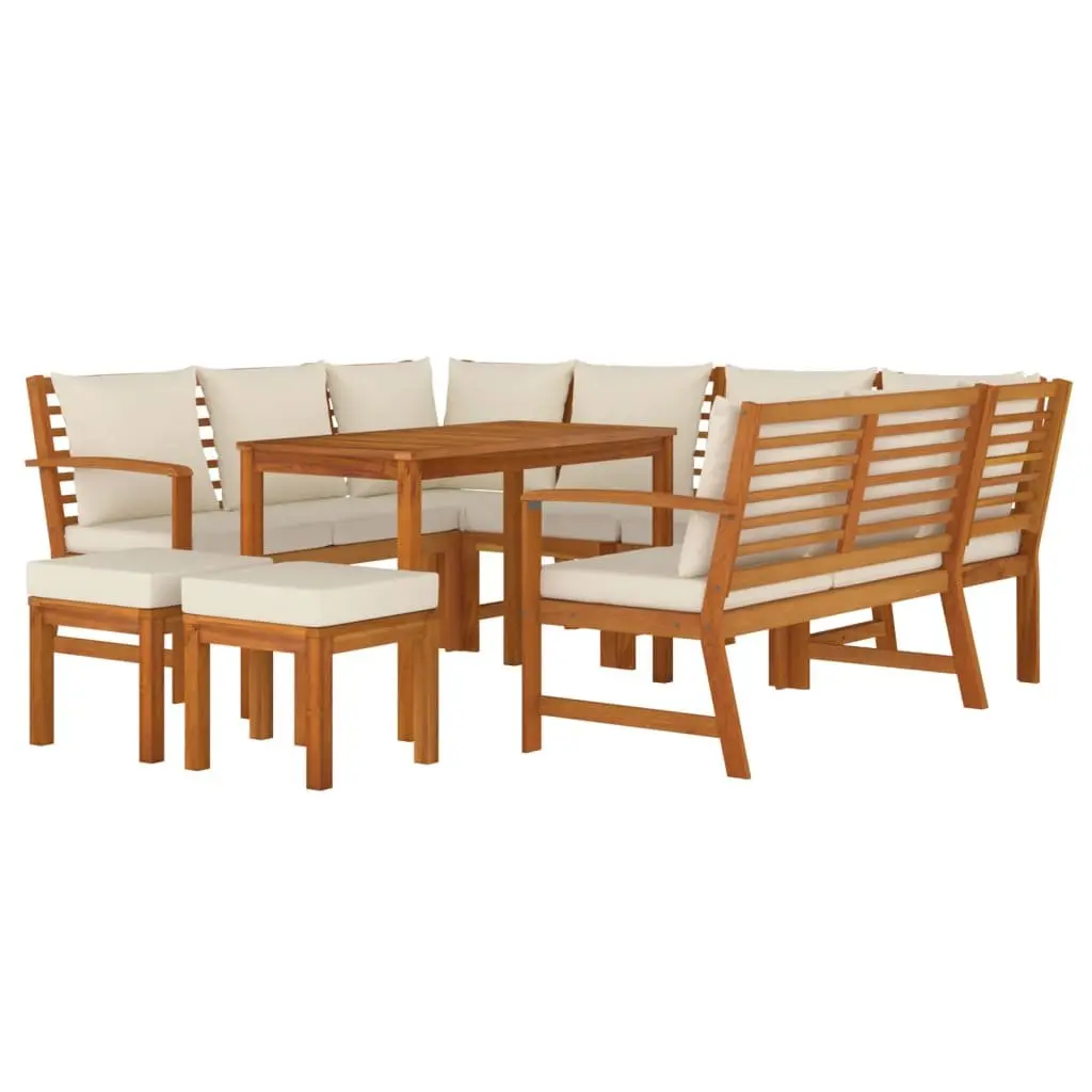 Garden Dining Set 9 Piece Outdoor Furniture with Cushions Wood Patio Seating
