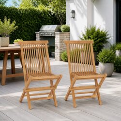 Comfortable Teak Folding Chairs - 2 Pack for Your Garden